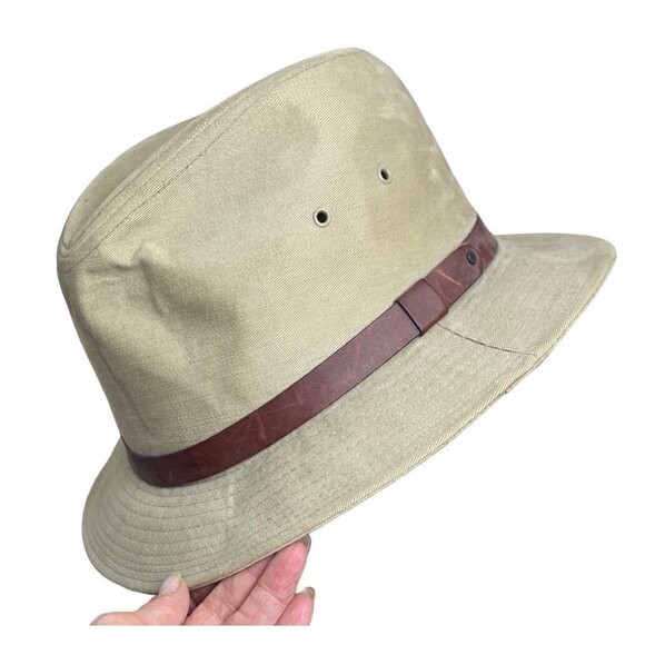 Eddie Bauer men’s Fedora khaki hat/ leather trim - Picture 1 of 11